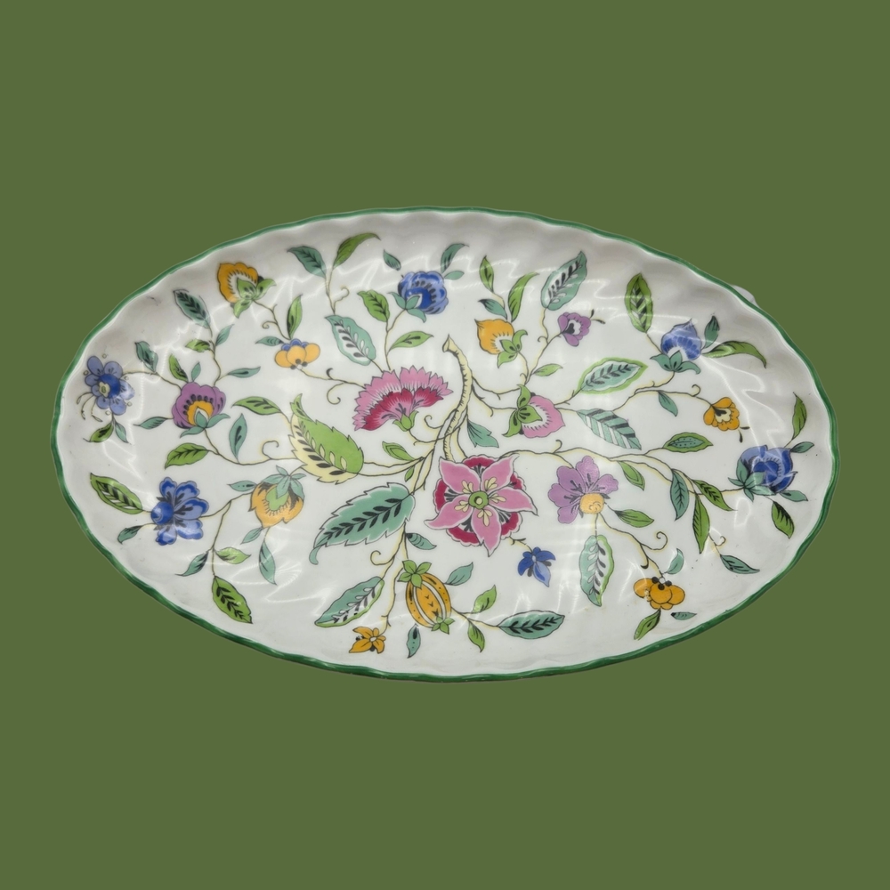 Haddon Hall Minton Oval Plate Chintz Bone China Signed John Wadsworth